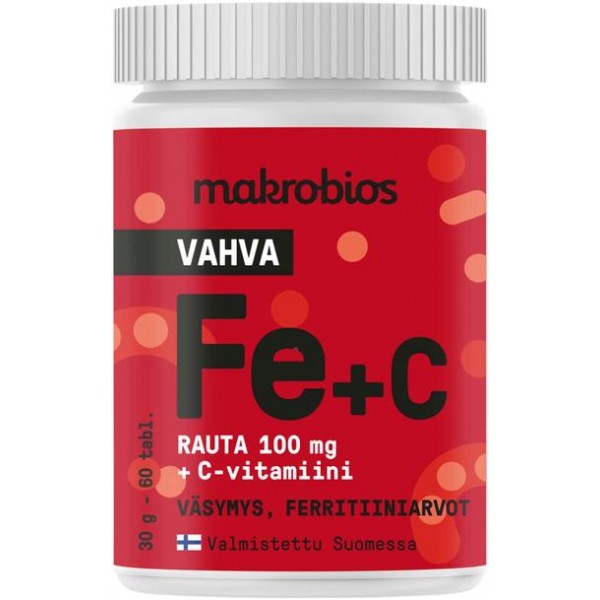 Железо 100мг + витамин C 50мг Makrobios Rauta 60 шт