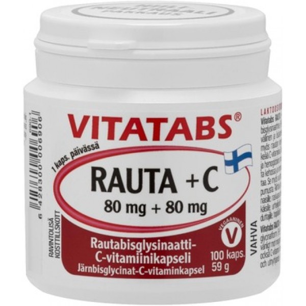 Железо + витамин С Vitatabs Rauta +C 80мг 100шт