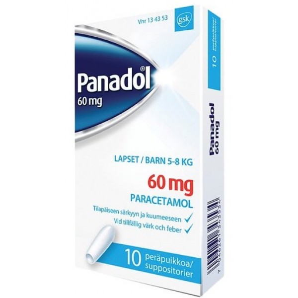 Жаропонижающие свечи Panadol 60 мг 10 шт
