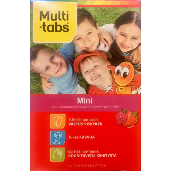 Мультивитамины  для детей Multi tabs Mini клубника малина 90 шт