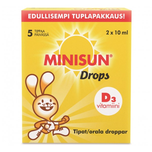 Витамин Д в капля Minisun Drops D3 двойная упаковка 2х10 мл