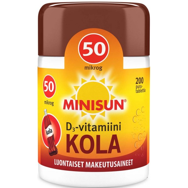 Витамин Д  Minisun D3 50 мкг со вкусом колы - 200 шт.  